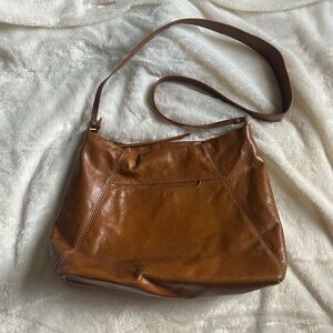 HOBO brown leather crossbody bag classic zip top